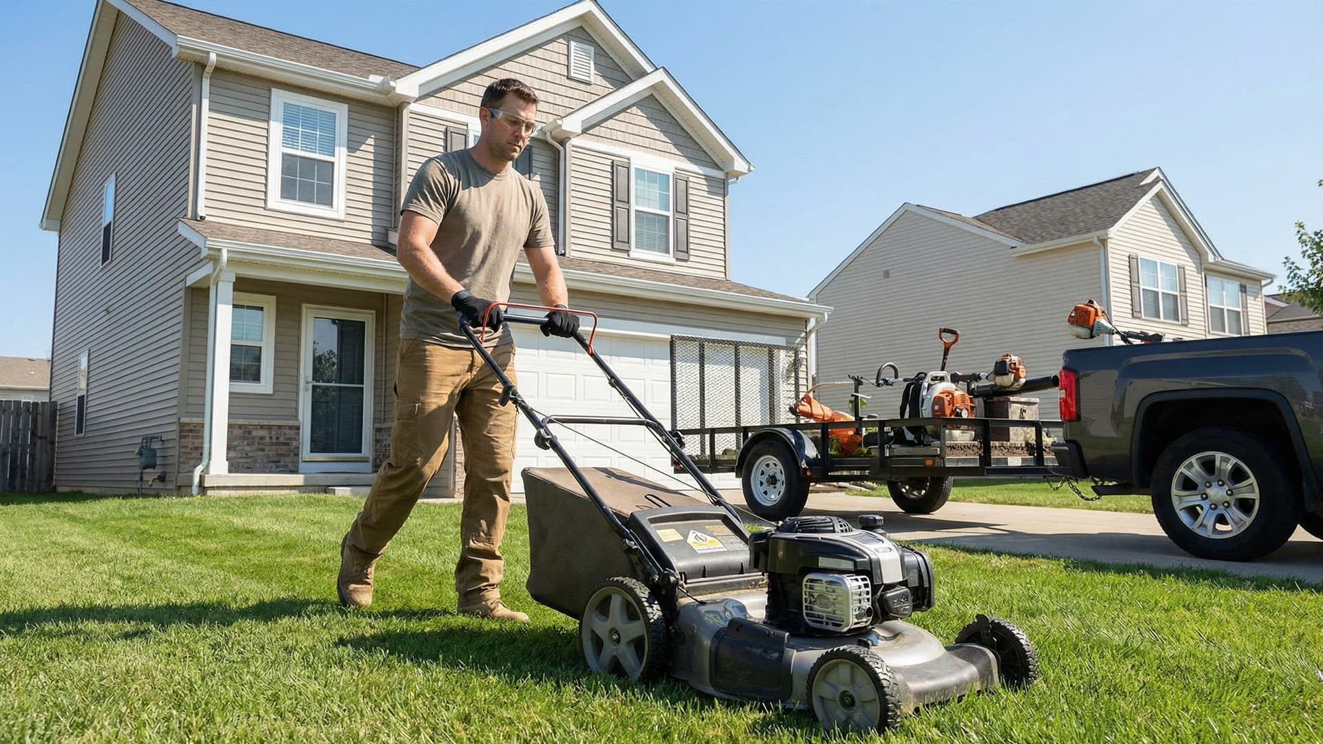 Lawn care professional providing recurring service